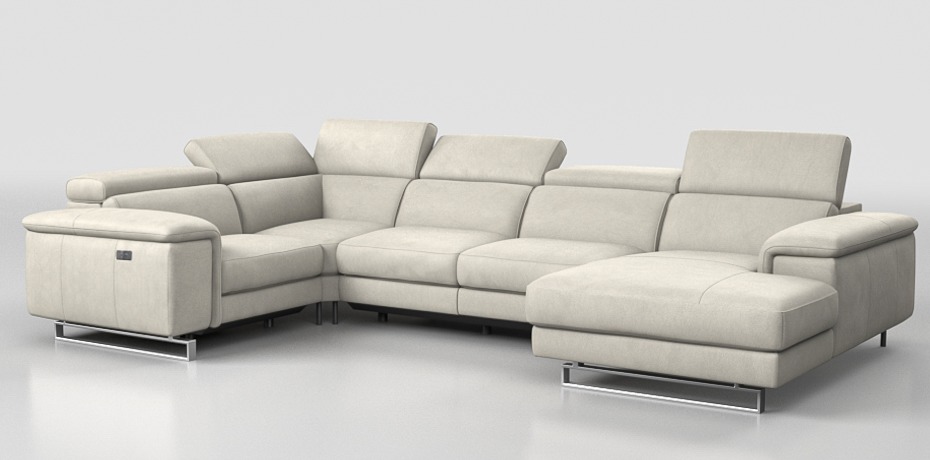 Delebio - large corner sofa with 1 electric recliner - left peninsula